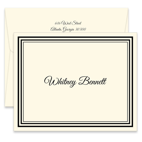 Tri-Border Folded Note Cards - Raised Ink